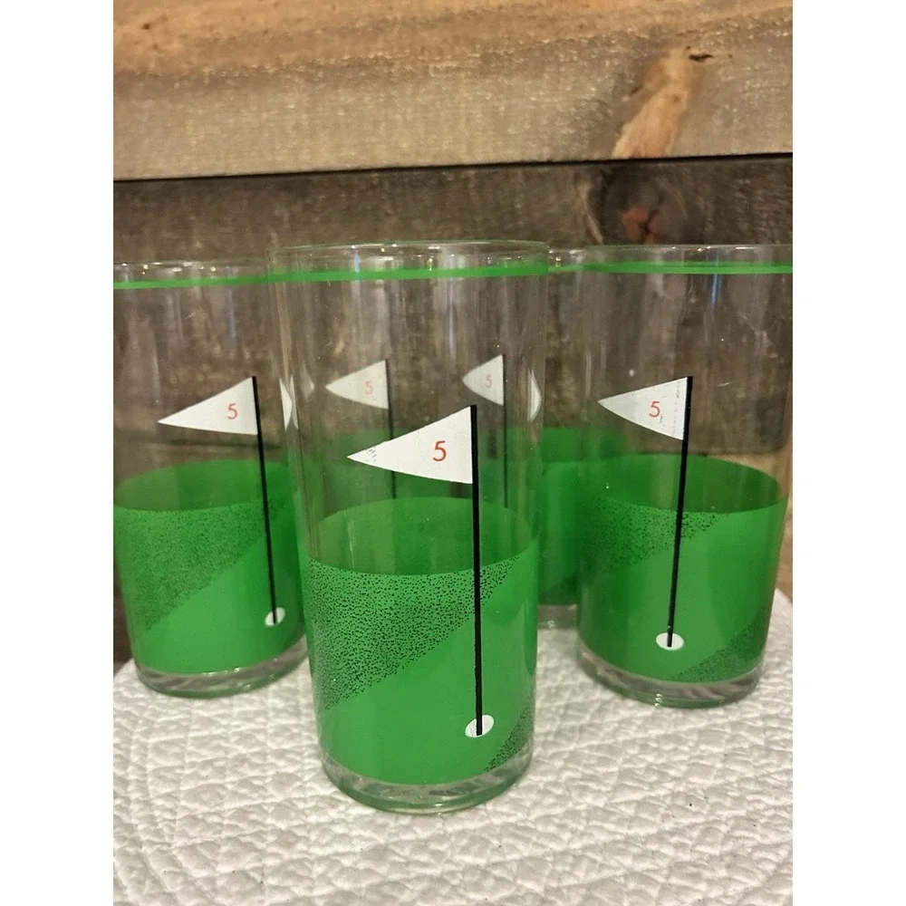 Vintage‎ STOTTER (5) Plastic Drinking Glasses Golf Course Design Dishwasher Safe